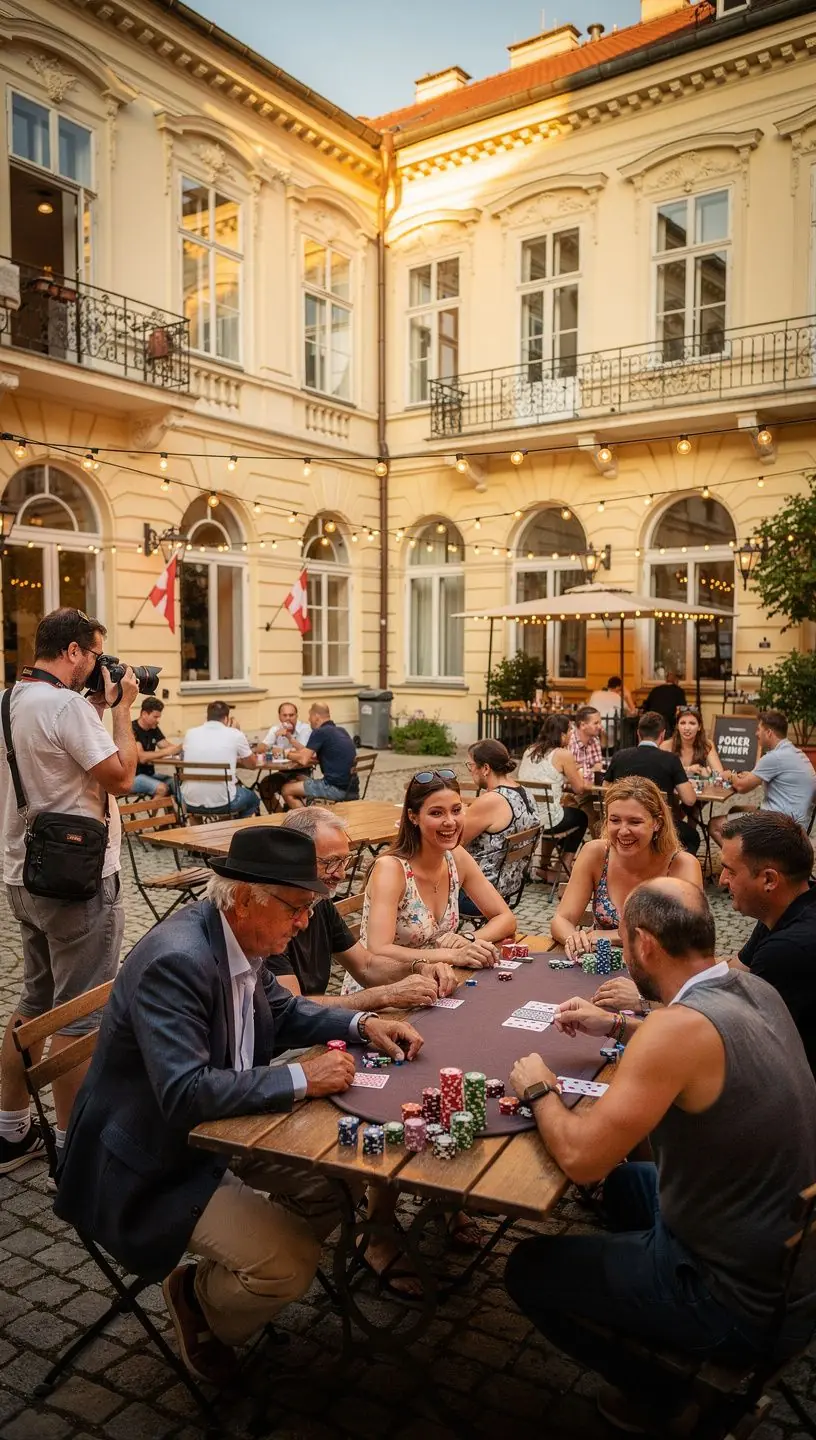 Ein Spieler analysiert seine Karten bei einem Texas Hold'em Turnier.