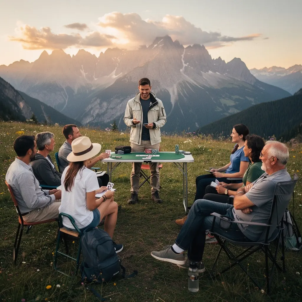 Zuschauer beobachten ein spannendes Pokerspiel in einem Casino.