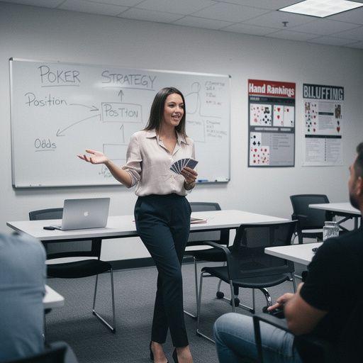 Ein Stapel Pokerchips in verschiedenen Farben auf dem Tisch.